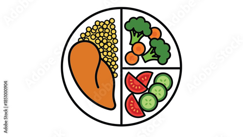 Healthy Balanced Meal Plate With Protein Vegetables And Grains.