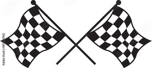 double crossed checkered racing flag vector 