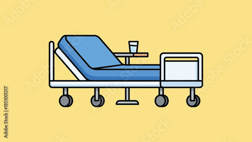 Hospital Bed With Medical Equipment Illustration.