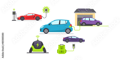 Electric vehicle charging process at stations and home