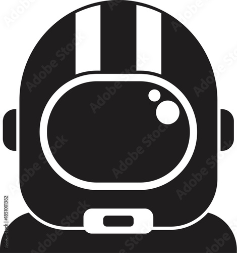 Spaceman wearing spacesuit exploring outer space in simple glyph style