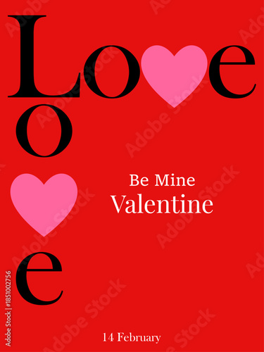 Be My Valentine greeting card. Vector greeting card for love holiday. 14 february holiday. Vrendy cute illustrations of heart, love, text