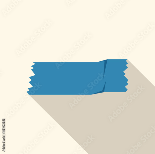 Piece of blue adhesive tape casting a long shadow, perfect for representing repair, attachment, or temporary fixing