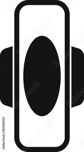 Menstruation sanitary pad with wings icon displaying female hygiene concept on white background