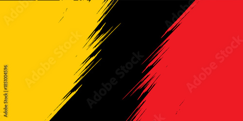 Vector transition in the colors of Germany and Belgium with lines in a retro style. Modern striped pattern. For covers, advertising. Abstract yellow red black vector background.