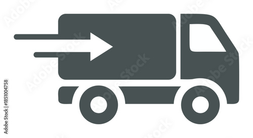 Delivery truck vector icon with arrow symbolizing fast shipping — stock vector