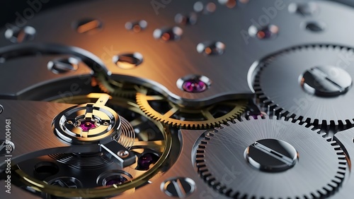Wallpaper Mural Macro Close up of Luxury Swiss Watch Movement Gears and Ruby Jewels in Motion Torontodigital.ca