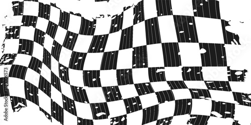 racing flag sport background horizontal grunge checkered pattern vector design with empty space.
