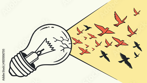 Conceptual Illustration of Creative Freedom and Bright Ideas