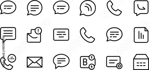 Communication and messaging icons set chat message
