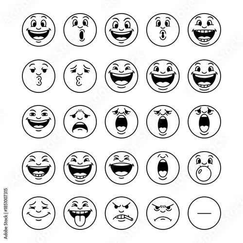 Cartoon circle faces showing various emotions and expressions