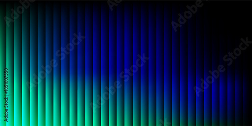 Futuristic neon texture with vibrant shades of blue green gradients and bright smooth fluted vertical lines. Bold dynamic design blending smooth tones and radiant colors