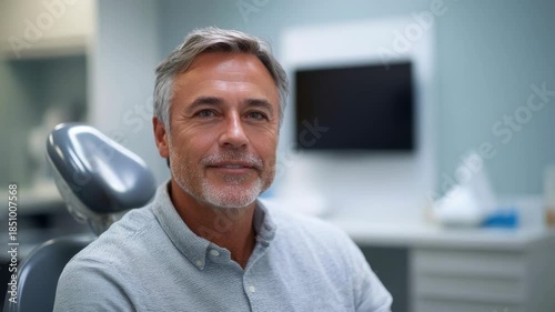 Mature man with a warm smile in a cozy cafe.