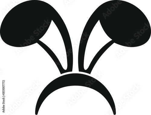 Black silhouette icon showing bunny ears on a headband, celebrating easter