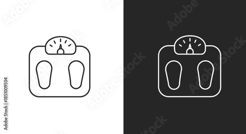 Black and white line art illustration of two scales side by side on contrasting backgrounds.