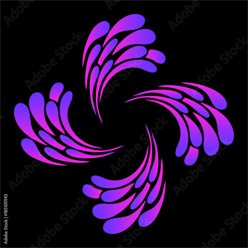 Three swirling violet streams spin together, glowing like liquid light, creating motion, harmony, mystery, and an endless dance in deep darkness forever.