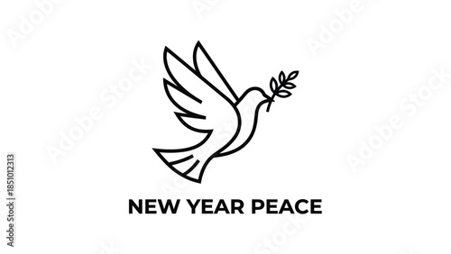 New Year Peace Dove with Olive Branch Symbol.