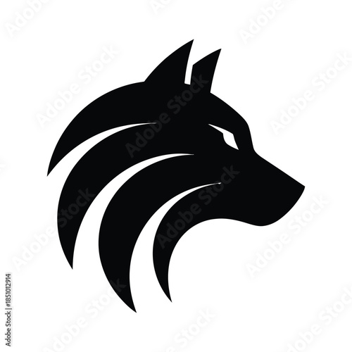 Wolf head icon vector tattoo in black silhouette wildlife design