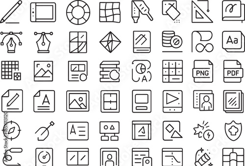Collection of simple line icons for design and editing Vector