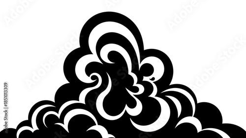 Elegant swirling black smoke cloud illustration