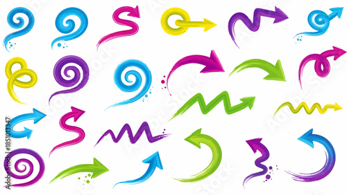 Vibrant colorful arrow icons set for design and presentation