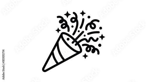 Party Popper Exploding With Confetti and Stars.