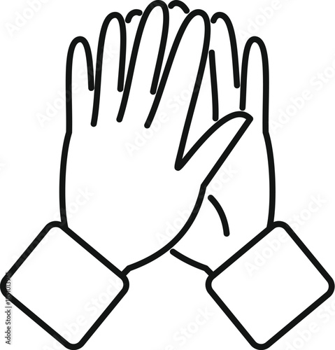 Hands creating applause or clapping gesture as a black outline icon