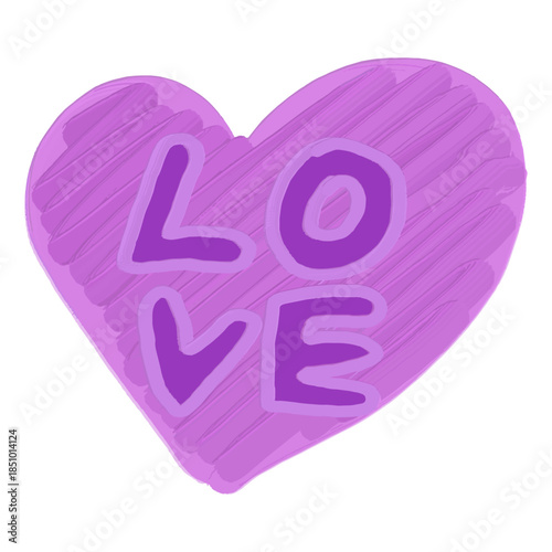油彩風タッチのLOVEハートデザイン/Oil Paint Style Love Heart Illustration