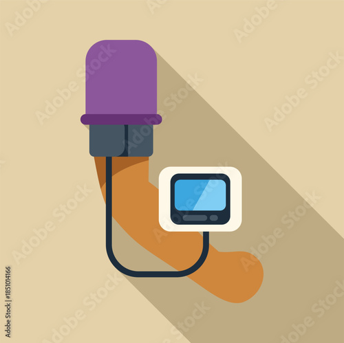 Digital blood pressure monitor measuring essential health indicators on a human arm