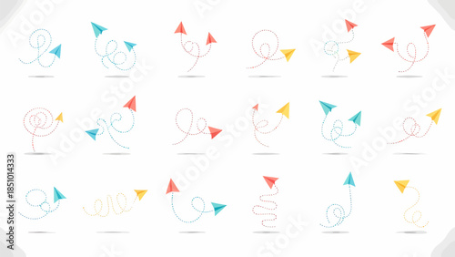 Vibrant paper planes soaring in dynamic flight patterns