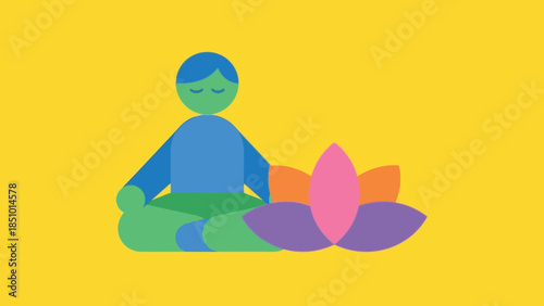 Person meditating peacefully beside a vibrant lotus flower.