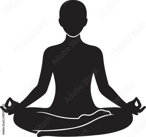Minimal Yoga Meditation Silhouette of Woman in Lotus Pose.