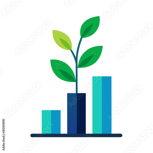 Growth Chart: The image depicts a vibrant chart, where a plant sprouts from the top of the chart bar representing the growth and development.
