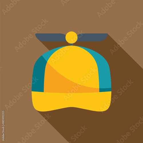 Propeller hat icon showing playful childhood and creativity with a long shadow