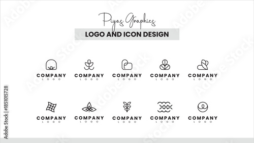 Simple Line Logo and Icon Design Set for Modern Corporate and Startup Branding