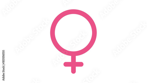 Pink Female Symbol Icon on White Background.
