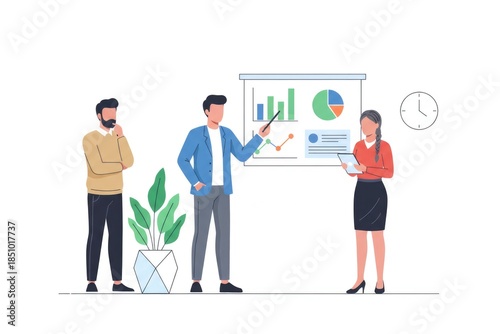 Team Collaboration in Business Meeting with Data Presentation