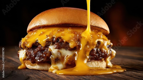 Wallpaper Mural Melted cheese dripping from a double cheeseburger. Torontodigital.ca