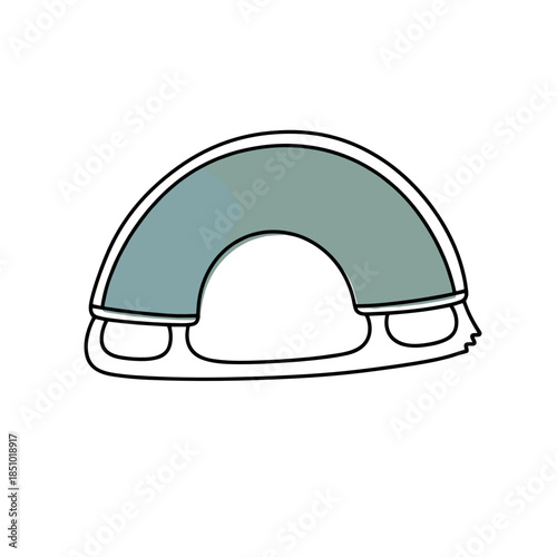 Ice skate blade forming a perfect semicircle in simple illustration  