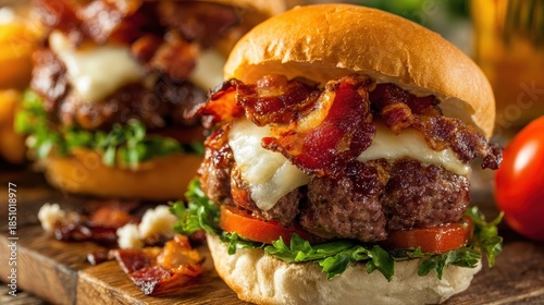 Wallpaper Mural Close-up of a juicy bacon cheeseburger. Torontodigital.ca