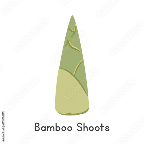 Bamboo Shoot Vector Illustration. Bamboo Shoot or Bamboo Sprout Cartoon Clipart, Vegetable in Flat Style. Also called Takenoko, Phyllostachys edulis, or Bambusa vulgaris. Stem and Shoot, Vegetable