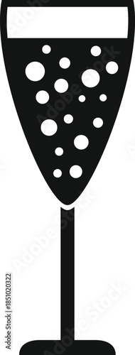 Champagne flute icon with bubbles illustrating celebration, party, and festive events