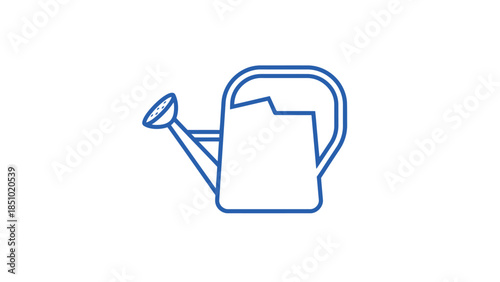 Simple Blue Line Art Watering Can Icon.