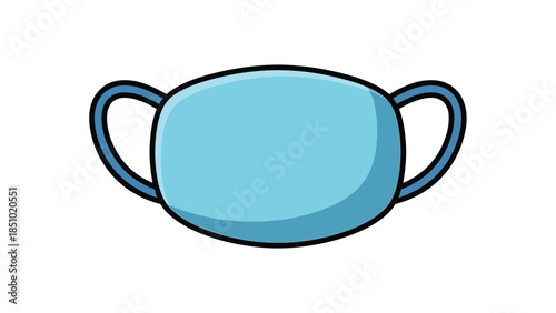 Simple Blue Face Mask Illustration with Ear Loops.