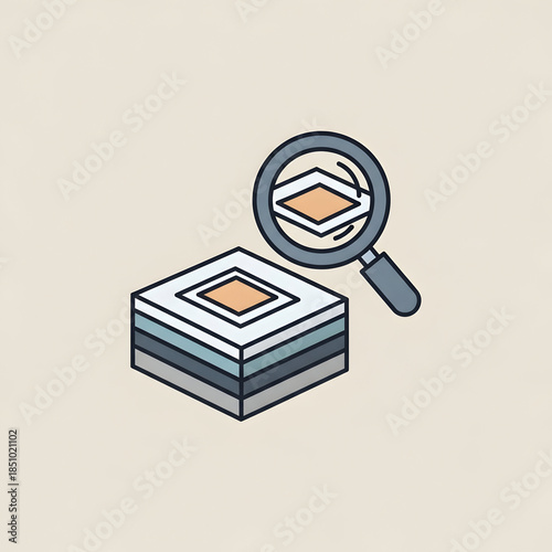 Magnifying Glass Examining a Microchip.