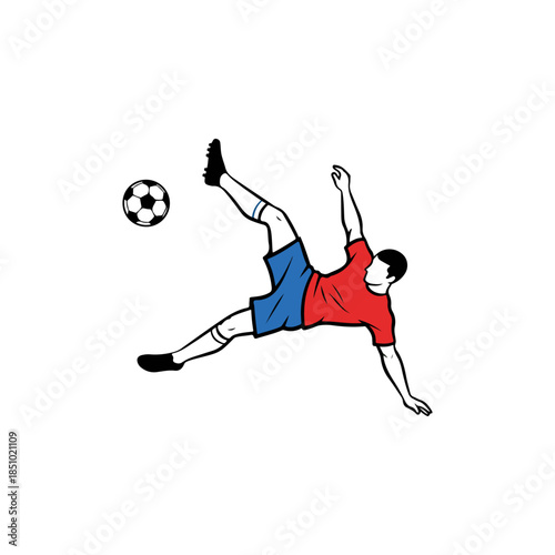 Soccer player performing a dynamic kick.