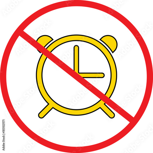 no time icon. limit forbidden and deadline signs. No clock icons. Forbidden Clock Symbols. No time icon. Stopwatch restriction graphic design
