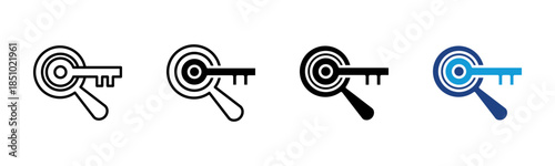 Keyword Research icon set multiple style collection