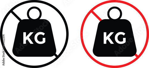 no Weight heavy kg icon. Maximum load limit symbols. No heavy lifting graphic design. Heavy Load Prohibition Symbols. No kilogram (KG) icons
