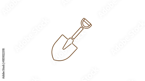 Simple Outline Drawing of a Garden Spade Tool.